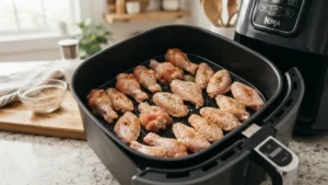 Preparación de alitas de pollo crujientes en freidora de aire sin harina