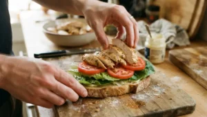 Armando sandwich de pollo con vegetales frescos