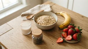 Avena cocinándose en olla con leche