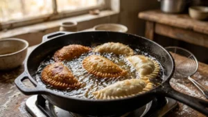 Pastelitos hondureños friéndose en aceite caliente