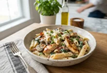 Pasta con pollo cremosa lista en 20 minutos