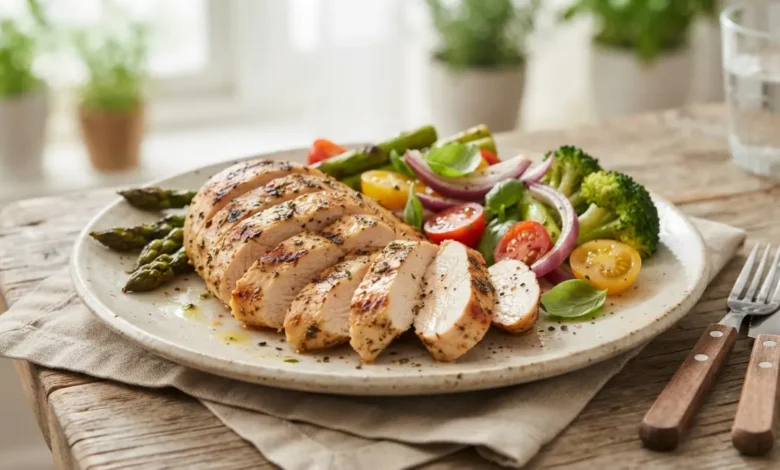 Pechuga de pollo a la plancha jugosa y saludable