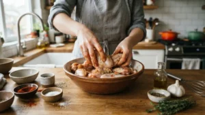 Sazonando alitas de pollo antes de cocinar en air fryer