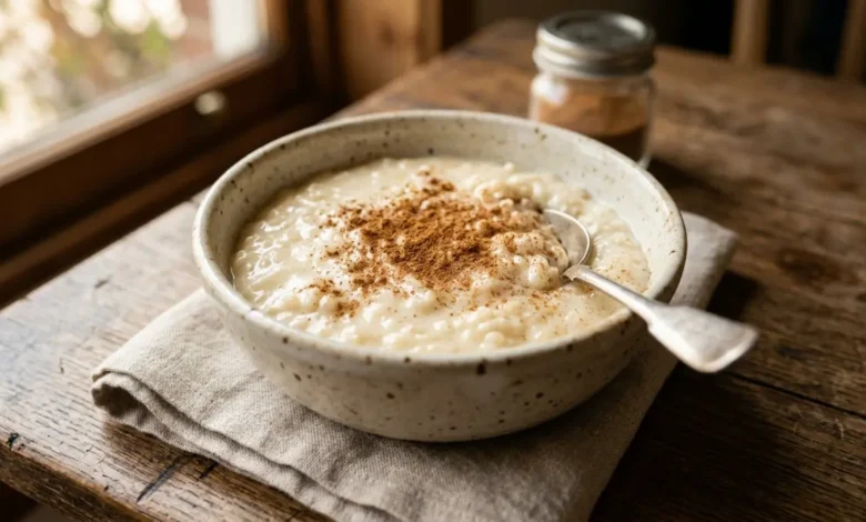 Arroz con leche cremoso casero con canela
